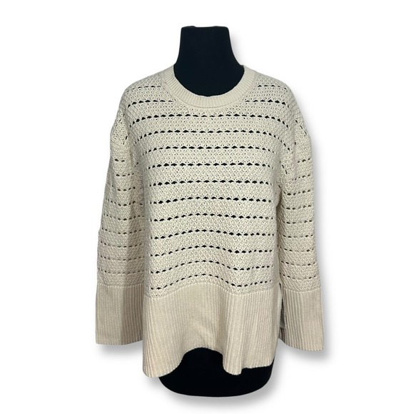 EUC‎ GAP Cotton Knit Sweater Open Stitch Pullover Relaxed Fit Cream XS - Picture 1 of 8